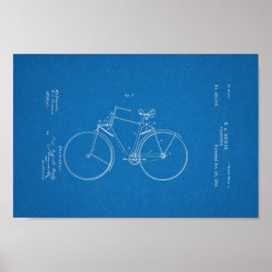 1890 Vintage Bicycle Patent Print Blueprint