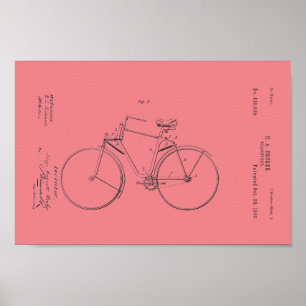 1890 Vintage Bicycle Patent Print Customise
