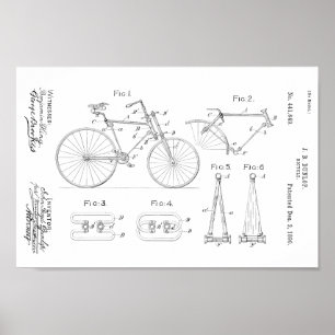 1890 Vintage Bicycle Patent Print Customize