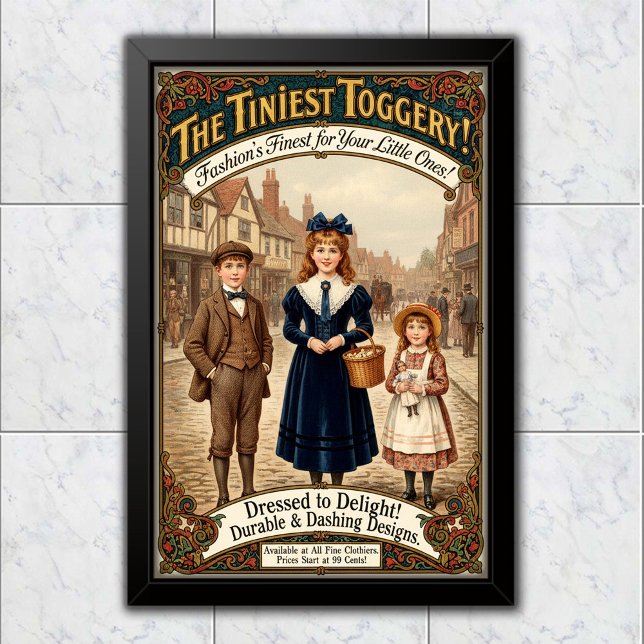 1890 Vintage Tiniest Toggery Clothes Advertising Poster (Creator Uploaded)