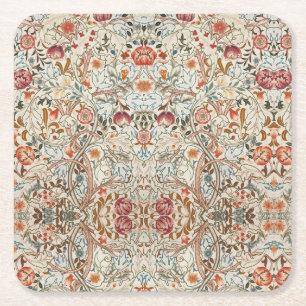 1890 Vintage William Morris Acanthus Portière Square Paper Coaster