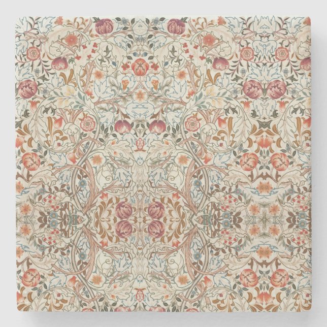 1890 Vintage William Morris Acanthus Portière Stone Coaster (Front)