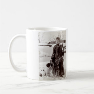 1890 Woman and her Brittany Hunting Dog Coffee Mug