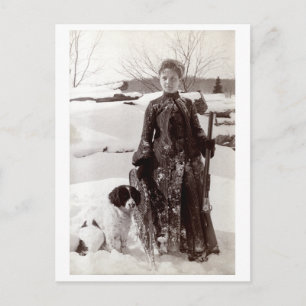 1890 Woman and her Brittany Hunting Dog Postcard