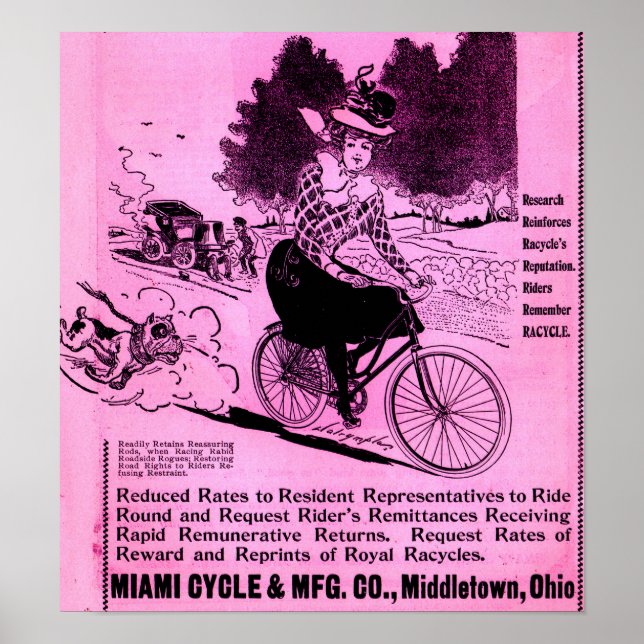 1890s bicycle ad The Racycle Poster (Front)