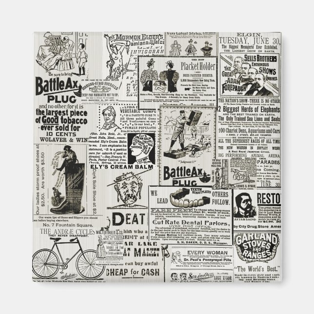 1890's Charming Victorian Newspaper Ads Men Women Magnet (Front)