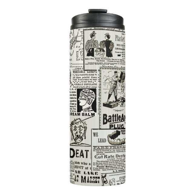 1890's Charming Victorian Newspaper Ads Men Women Thermal Tumbler (Front)