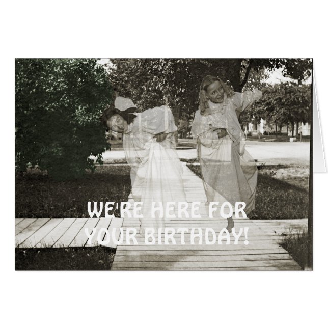 1890'S GHOST GIRLS BIRTHDAY CARD SEPIA COLORSPLASH (Front Horizontal)