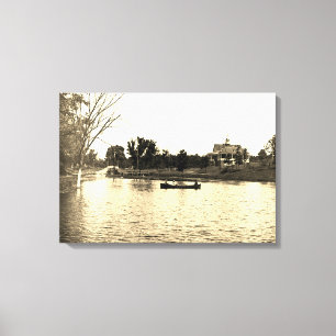 1890's Lords Park Elgin Illinois Lagoon Pavillion Canvas Print