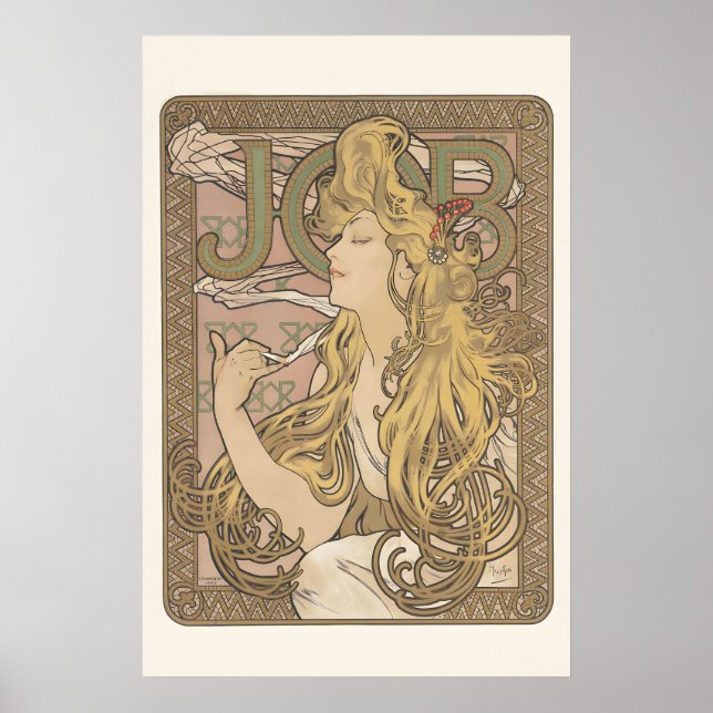 1890s Mucha Cigarette Rolling Paper Classic Art Poster (Front)