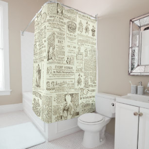 1890's Newspaper Ads Victorian Sales Ads SEPIA Shower Curtain