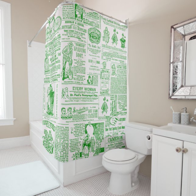 1890's Newspaper Ads Victorian Sales Ads Shower Curtain (In Situ)