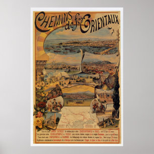 1890s Oriental railways to Constantinople travel Poster