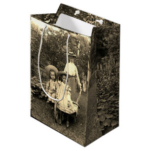 1890's Photo Heirloom Garden Mother Daughters girl Medium Gift Bag