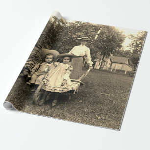 1890's Photo Heirloom Garden Mother Daughters girl Wrapping Paper