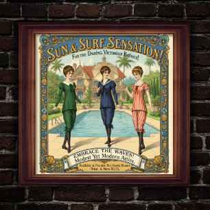 1890s Victorian Swimwear Advertisement Poster