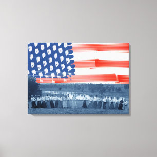 1890's  Women Tug of War Tug-O-War American Flag Canvas Print