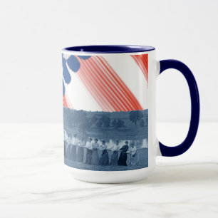 1890's  Women Tug of War Tug-O-War American Flag Mug