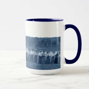 1890's  Women Tug of War Tug-O-War Blue Elgin IL Mug