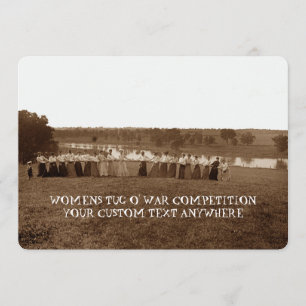 1890's Women Woman Tug-O-War Fox River Elgin IL Invitation