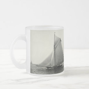 1891 American Yacht at Sea Frosted Glass Coffee Mug