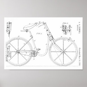 1891 Bicycle Patent Art Drawing Print