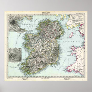 1891 Map of Ireland Poster