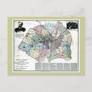 1891 Map of Washington City & Surrounding Country Postcard