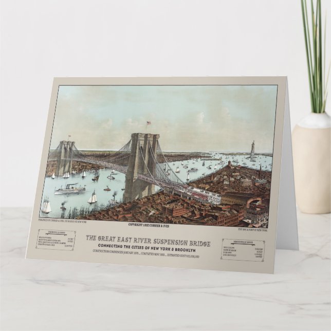 1892 Currier & Ives Brooklyn Bridge Card (Front)