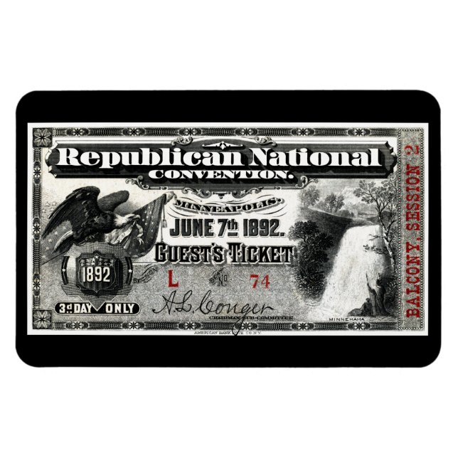 1892 Republican Convention Ticket Magnet (Horizontal)