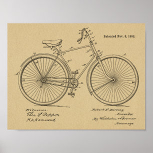 1892 Vintage Bicycle Design Patent Art Print