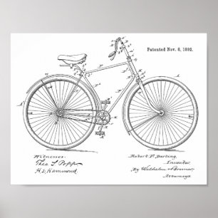 1892 Vintage Bicycle Patent Art Print