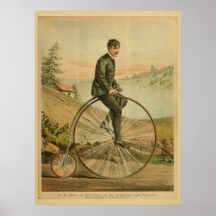 1893 Bicycle High Wheel Penny Farthing Art Print
