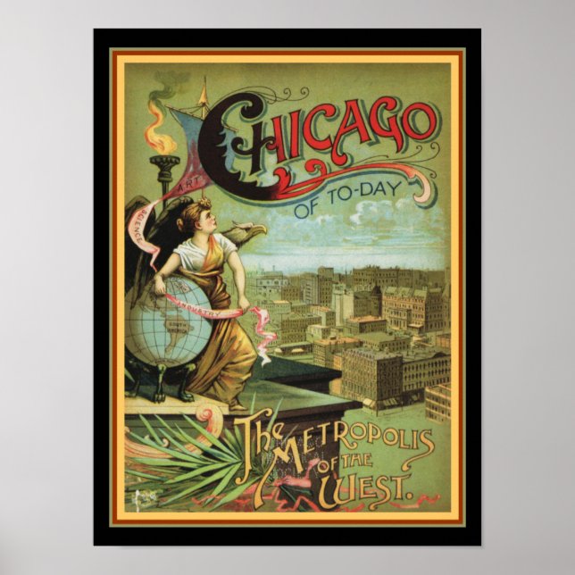 1893 Chicago "Metropolis of the West" 12 x 16 Poster (Front)