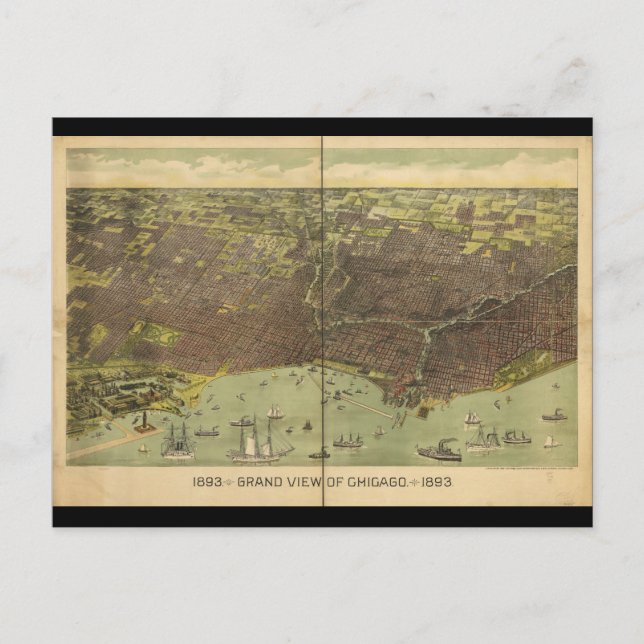 1893 Grand View of Chicago Illinois Postcard (Front)