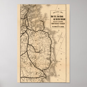 1893, Map, New Haven Railroad, Vintage Poster