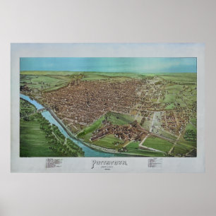 1893 Panoramic Map Pottstown PA Pennsylvania Poster