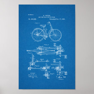 1893 Vintage Bicycle Gears Patent Print Blueprint