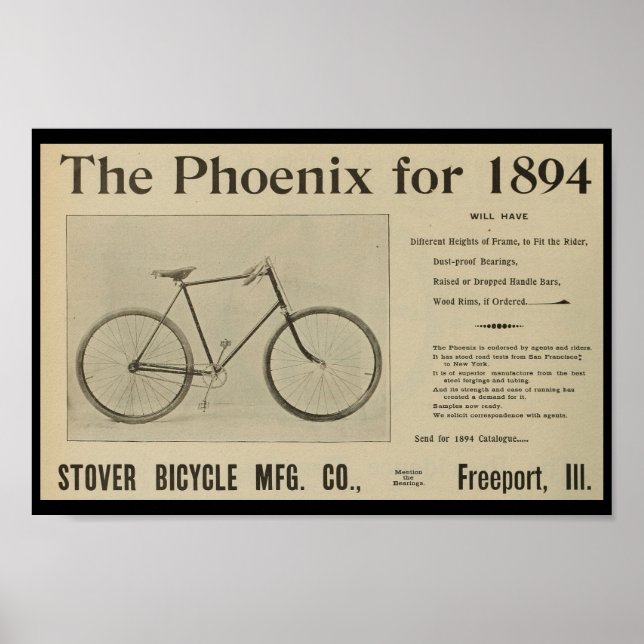 1893 Vintage Bicycle Magazine Ad Art Poster (Front)