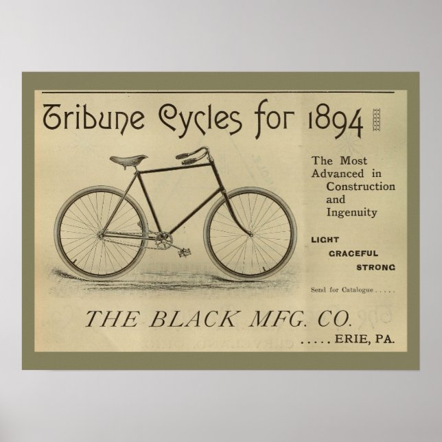 1893 Vintage Bicycle Magazine Ad Art Poster (Front)