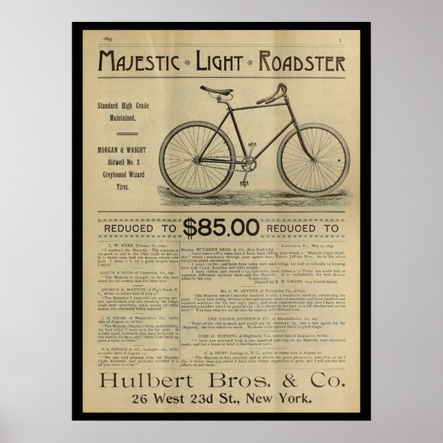 1893 Vintage Bicycle Magazine Ad Art Poster (Front)