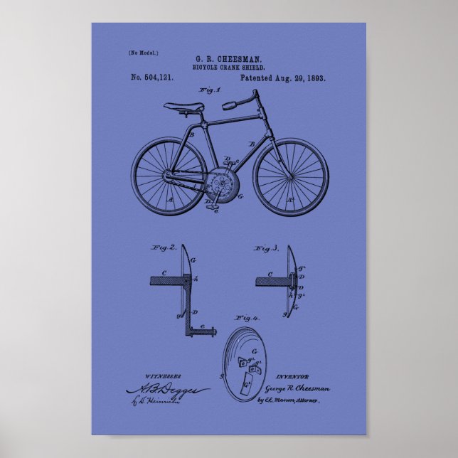 1893 Vintage Bicycle Patent Print Customise (Front)