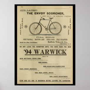 1893 Vintage Envoy Bicycle Magazine Ad Art Poster