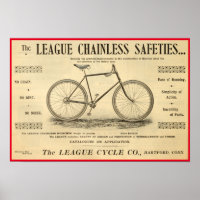1894 League Chainless Safeties Bicycle Poster