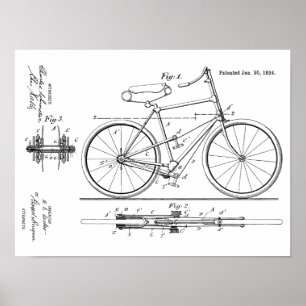 1894 Lever Propelled Bicycle Patent Art Print