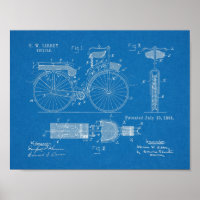 1894 Military Bicycle Patent Art Drawing Print