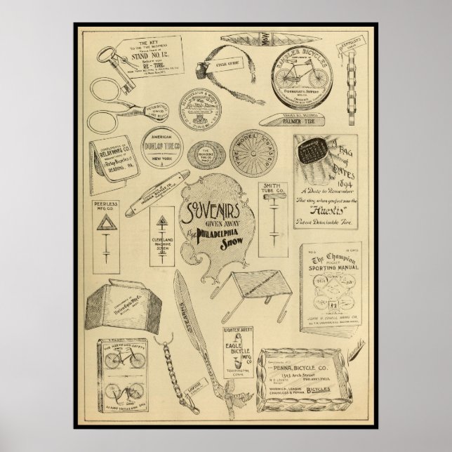 1894 Philadelphia Bicycle Show Ad Art Poster (Front)