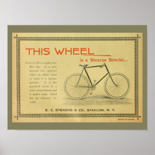 1894 Stearns Vintage Bicycle Ad Art Poster