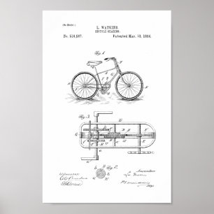1894 Vintage Bicycle Gears Patent Print Customise