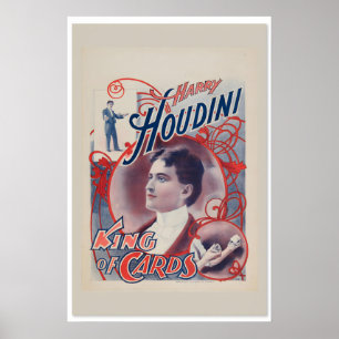 1895 Harry Houdini King of Card Tricks Escape Poster